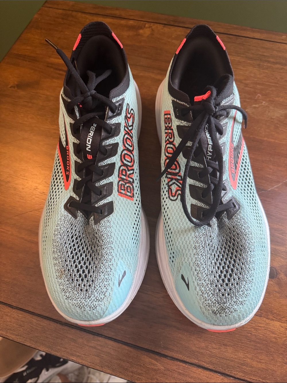 Brooks Mint Running Shoes with Coral Accents